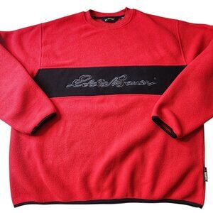Y2k Eddie Bauer EBTEK Polartec Red Pullover Fleece Crewneck Sweatshirt Size XL